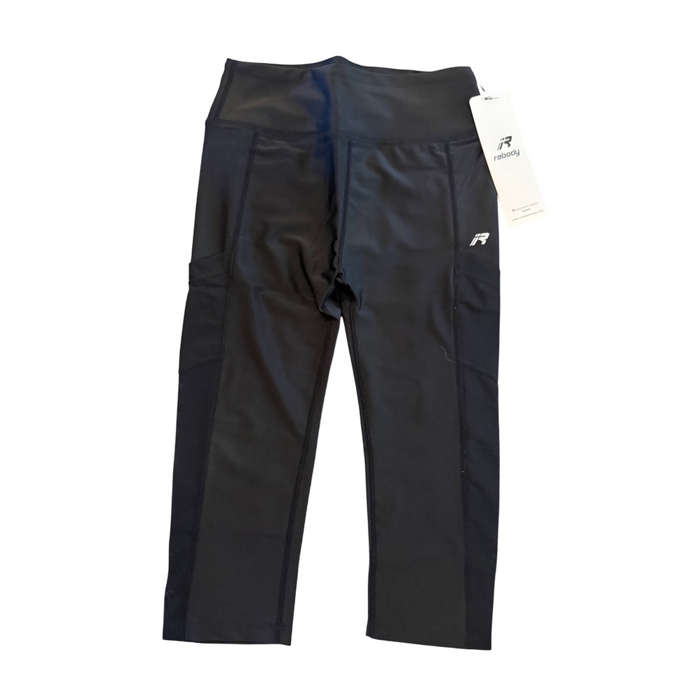 Rebody‎ Black Athletic Leggings Capri Cropped Pockets Size S